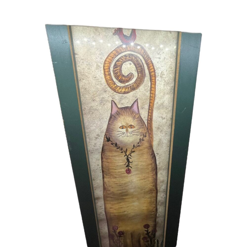 Whimsical Cat Art Eileen Smithson Framed Vintage 22 X 7 Signed Print Folk Art